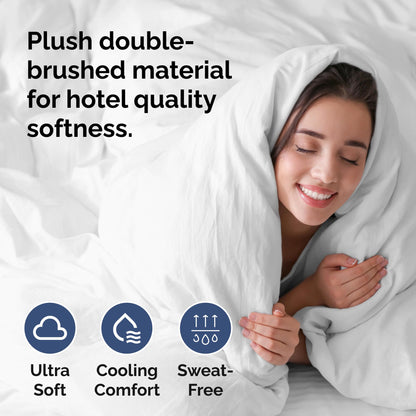 Duvet Cover King Size Set - Extra Soft King Size Duvet Cover 104 x 90 with 2 Pillow Shams - Hotel Luxury, Easy Care and Fade Free with Zipper Closures & Ties - Comfy, Breathable Bedding Set (White) 🍁 All In One Marketplace Canada
