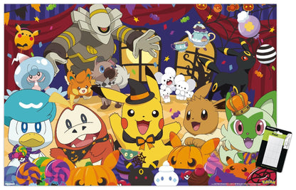 Pokémon: Halloween Party- Group Wall Poster, 22.4L" x 14.7W", Premium Poster & Mount Bundle