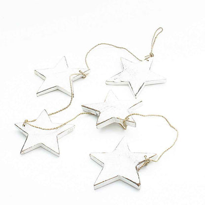 Hanging String Of 5 Wooden Stars