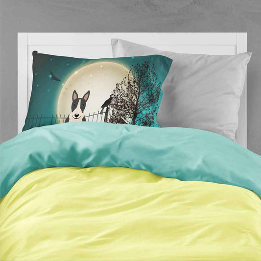 Caroline's Treasures BB2323PILLOWCASE Halloween Scary Bull Terrier Black White Fabric Standard Pillowcase Lightweight Super Soft Easy Care Decorative Artwork Pillowcase, Standard