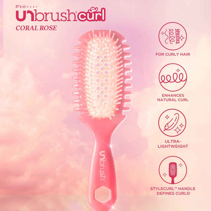 FHI Heat UNbrush Curl Defining Brush — Wavy, Coily, and Curly Hair Brush with DuoFlex Bristles & StyleCurl Handle — for Gentle Detangling & Faster Styling on Wet Hair - Coral Rose 🍁 All In One Marketplace Canada