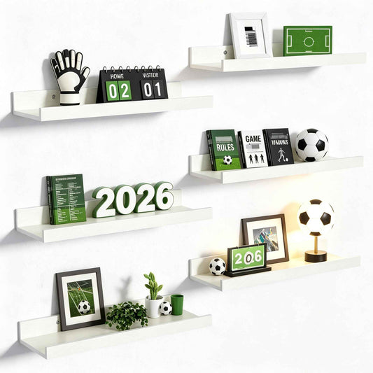upsimples Floating Shelves for Wall, Decor Storage Set of 6, Wall Mounted Wood Shelves for Bedroom, Living Room, Bathroom, Kitchen, Picture Ledge Shelves, White 🍁 All In One Marketplace Canada