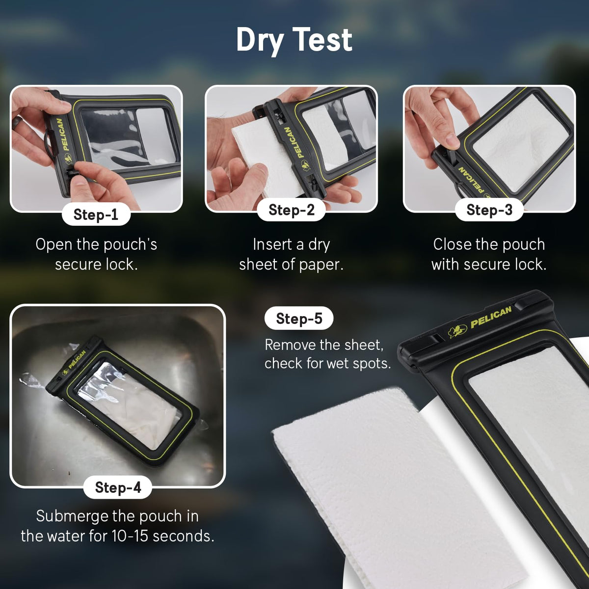 Pelican 2 Pack Marine Waterproof Phone Pouch (Regular) -Black/Hi-Vis Yellow 🍁 All In One Marketplace Canada