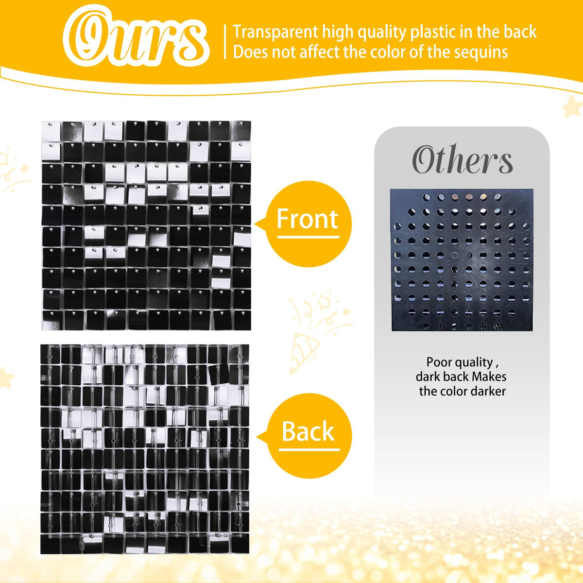 Black Shimmer Wall Backdrop 6FTx4FT Party Photo Backdrop Sequin Wall Backdrop for Anniversary Halloween Engagement Birthday Decorations