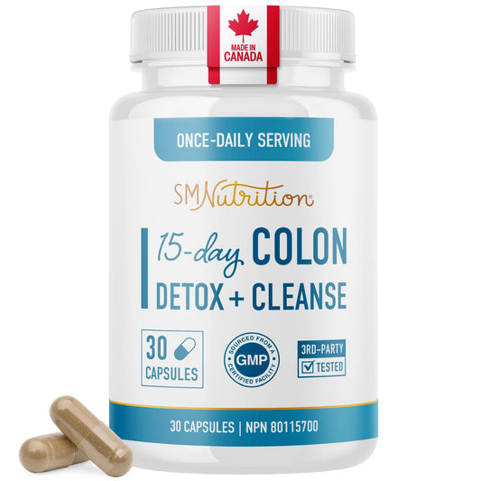 15 Day Colon Cleanse & Detox | Stool Softener & Constipation Relief for Adults | Gut Health Support | Colon Detox Cleanse With Probiotics for Women & Men | Gluten-Free | By SM Nutrition | 30 Capsules 🍁 All In One Marketplace Canada