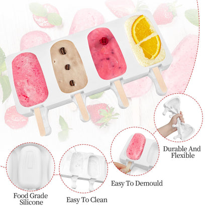 Popsicle Molds 2Pcs, Silicone Ice Cream Molds ice Lolly Moulds with Lid, 100 Sticks and 50 Bags for Ice Pop Cakesicle Dessert, BPA Free 🍁 All In One Marketplace Canada