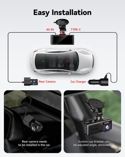 REDTIGER 4K Dash Cam Front and Rear, STARVIS 2 Sensor, Touch Screen 3.18", Voice Control, 20MB/s 5.8GHz WiFi 6 Car DashCam with 128GB Card, GPS, Night Vision, Emergency Lock, Parking Mode(F7N Touch) 🍁 All In One Marketplace Canada