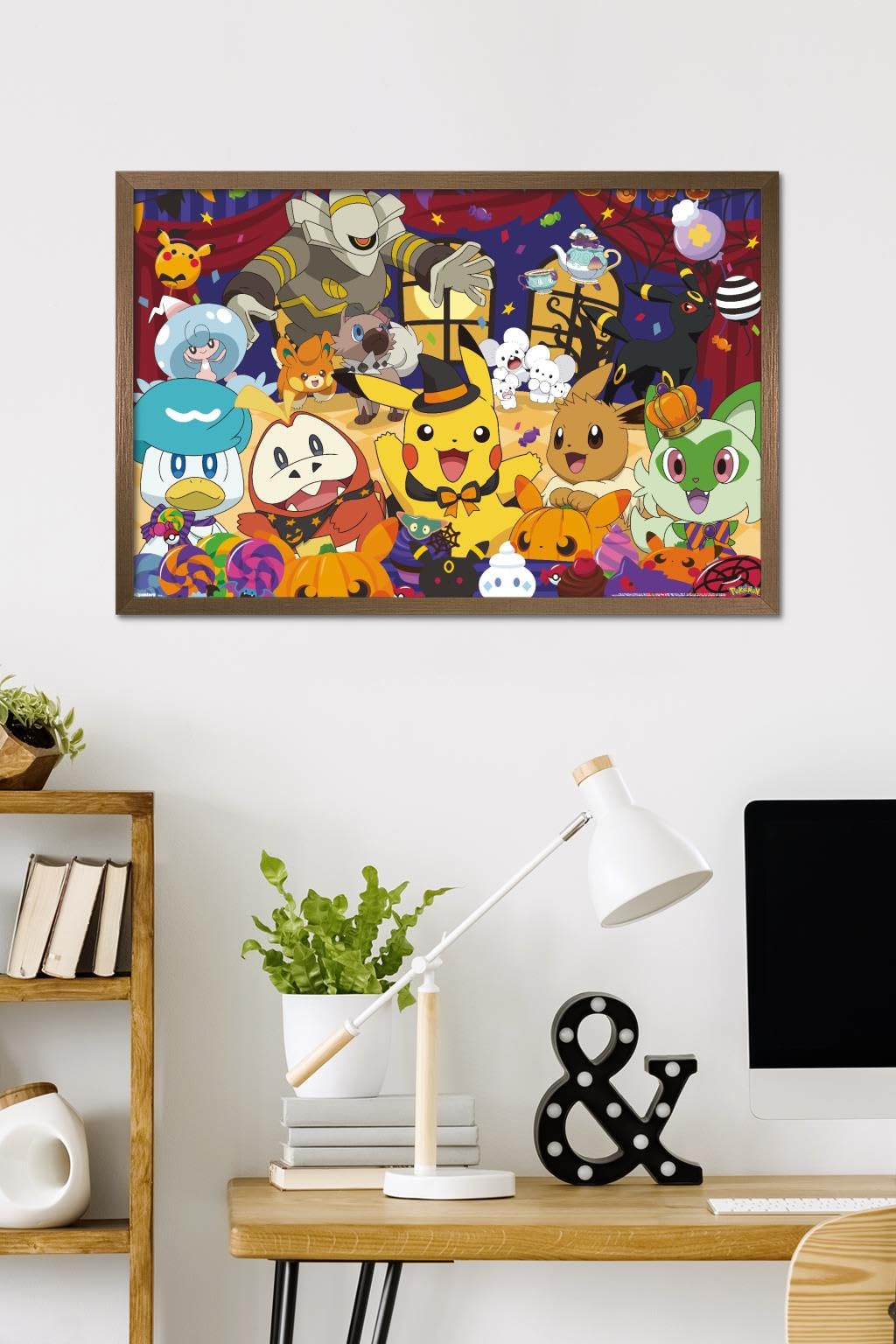Pokémon: Halloween Party- Group Wall Poster, 34L" x 22.4W", Bronze Framed Version