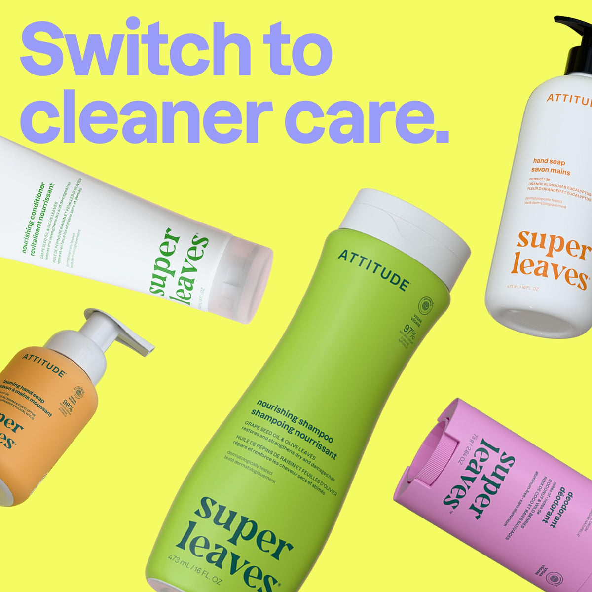 ATTITUDE Body Wash, Made in Canada, EWG Verified Shower Gel, Dermatologically Tested, Plant and Mineral-Based, Vegan Personal Care Products, White Tea Leaves, 946 mL 🍁 All In One Marketplace Canada