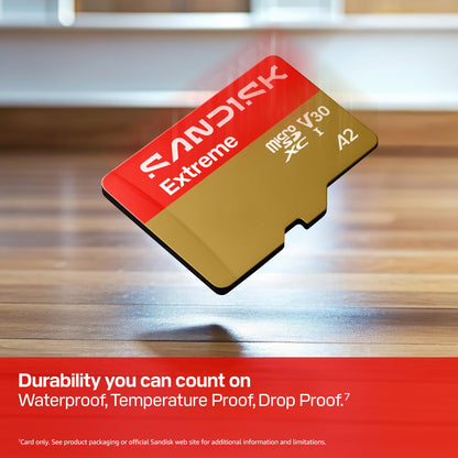 SANDISK 256GB Extreme microSD UHS-I Card - Up to 245MB/s Read Speed and 170MB/s Write Speed, 5.3K Video, 4K UHD Video, high-Performance for Action cams, Drones, Android Devices - SDSQXH9-256G-GZ6MA