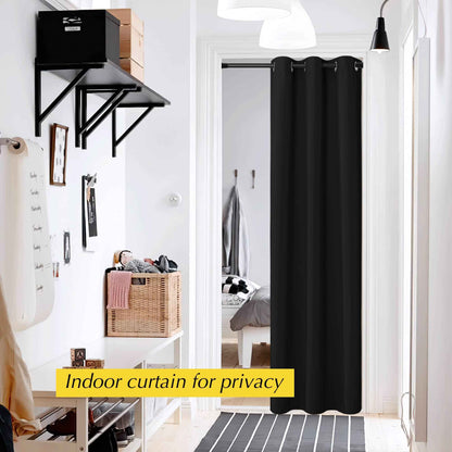 NICETOWN Black Doorway Curtains 84 Inch Length, Thermal Insulated Grommet Closet Door Curtain Room Divider Temporary Halloween Window Treatment for Bedroom, 1 Panel, 42 Inch Wide