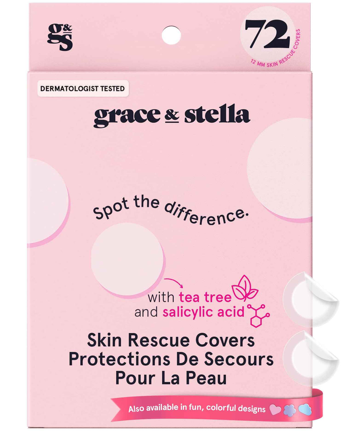grace & stella Award Winning Invisible Spot Covers with Hydrocolloid (Round, 72 Count) - Spot Covers with Salicylic Acid and Tea Tree for Absorbing Impurities - Dermatologist Tested Skin Care, Cruelty Free, Vegan 🍁 All In One Marketplace Canada