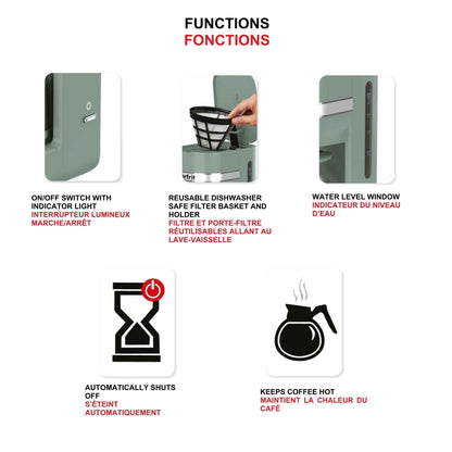 Starfrit 10-Cup Coffee Maker – Keep Warm Function – Reusable Filter Basket – Easy to clean – 900W – Sage 🍁 All In One Marketplace Canada