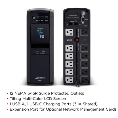 CyberPower CP1500PFCLCD PFC Sinewave UPS System, 1500VA/1000W, 12 Outlets, AVR, Mini Tower, Black 🍁 All In One Marketplace Canada