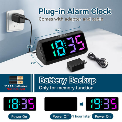 Netzu Digital Alarm Clock, RGB Loud Alarm Clocks for Bedrooms Heavy Sleepers Seniors Kids, Plug in Digital Clock with 5 Dimmers, 2 Alarms, 4 Volumes and Snooze (Black) 🍁 All In One Marketplace Canada