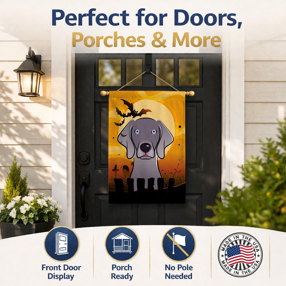 Caroline's Treasures BB1789CHF Halloween Weimaraner Canvas House Size Flag, Multicolor, Large