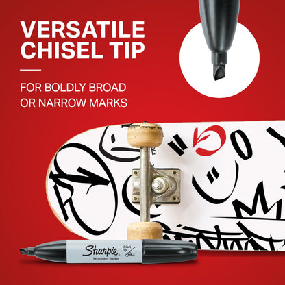 Sharpie Permanent Markers, Chisel Tip, Black, 12 Count 🍁 All In One Marketplace Canada