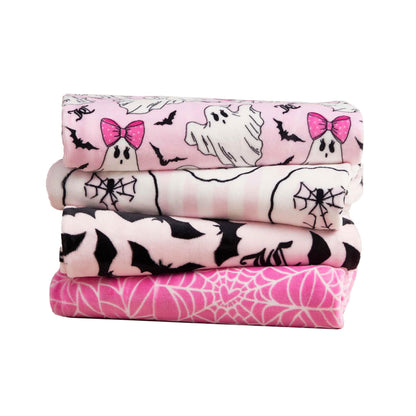 Juicy Couture Spider Stripe Halloween Plush Throw Blanket, Soft Polyester Decorative Throw for Sofa or Bed, Light Pink, 50"x60"