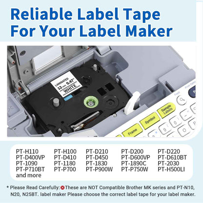 5 Pack TZe-231 Compatible with Brother Label Maker Tape P Touch TZe TZ Tape 12mm 0.47'' Laminated White TZ 231 Label Tape for Brother P-Touch PT-H110 PT-D210 PT-D600 PT-D400AD PT-1290 🍁 All In One Marketplace Canada