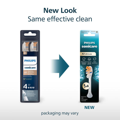 Philips Sonicare A3 All-in-One Genuine Replacement Electric Toothbrush Heads, 4 Pack One Year Supply, For effective whitening, plaque removal and better gum health, White, HX9094/65 🍁 All In One Marketplace Canada