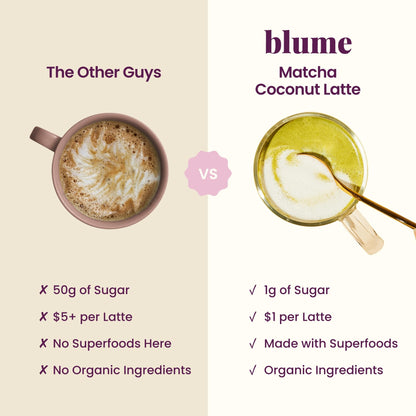 Blume Matcha Coconut Superfood Latte – Organic Matcha Green Tea from Shizuoka Japan, Moringa Leaf & Coconut Milk Latte Mix, Caffeine & L-Theanine for Energy & Focus, Zero Sugar, Vegan - 25 Servings 🍁 All In One Marketplace Canada