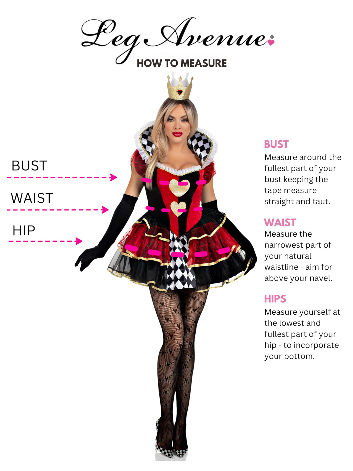 Leg Avenue Womens 2 Pc Queen of Hearts Halloween Costume for Women, Multicolor, Medium