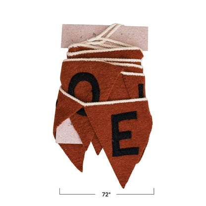 Creative Co-Op 72"L Handmade Wool Felt Pennant Banner "Happy Halloween", Orange Color & Black