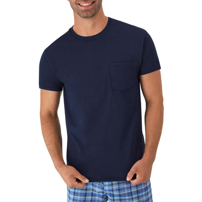 Hanes Men's Pocket Undershirt Pack, Cotton Crew Neck T-Shirt, Moisture Wicking Tee, Assorted 6-Pack, Grey Heather, Black, White, Navy, Blue Heather, Medium 🍁 All In One Marketplace Canada