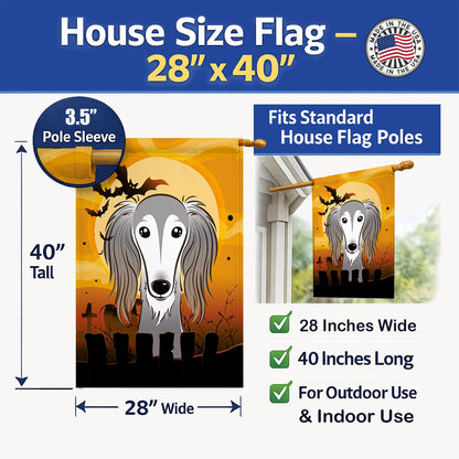 Caroline's Treasures BB1787CHF Halloween Saluki Canvas House Size Flag, Multicolor, Large