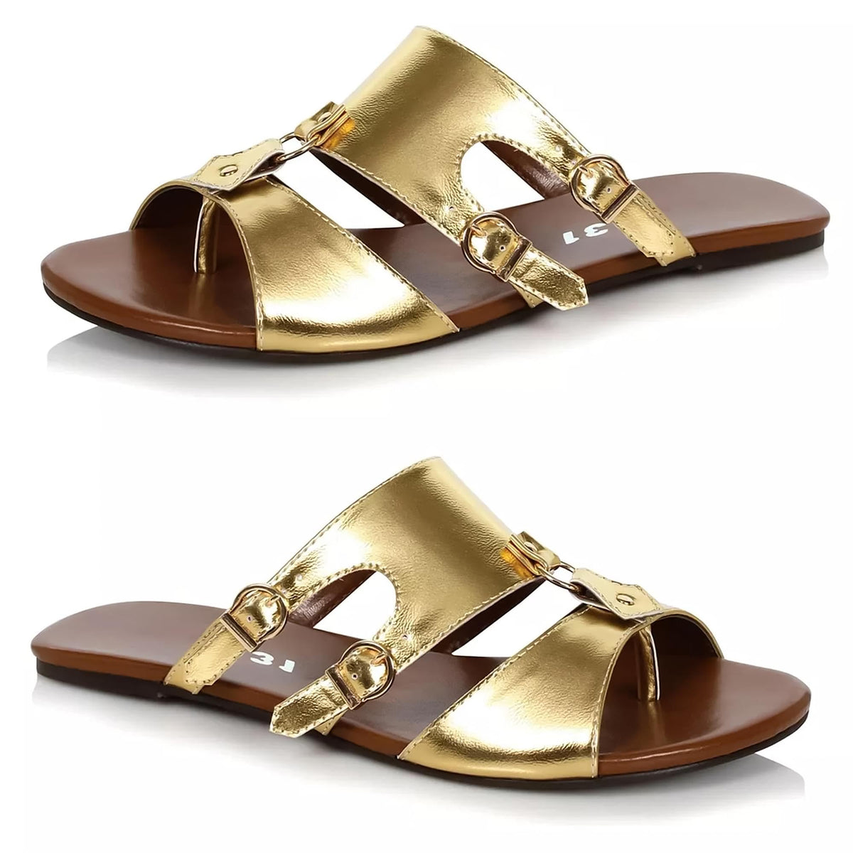 Ellie Shoes Mens Sparta Flat Gladiator Halloween Sandals, Gold, X-Large