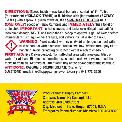 Happy Campers RV Toilet Treatment - Powerful Odor Control, Long-Lasting RV Tank Treatment - Prevents Clogs, Buildup, Sensor Failure - Keeps Holding Tank Clean & Healthy, Odor Free (18 Treatments) 🍁 All In One Marketplace Canada