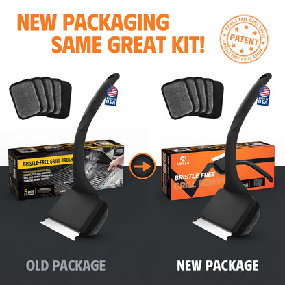 MEKER Grill Brush Bristle Free, Grill Cleaner Brush with 5 BBQ Replacement Head for Cast Iron, Stainless Steel Grates, Safe Grill Scraper Outdoor BBQ Grill, Black 🍁 All In One Marketplace Canada