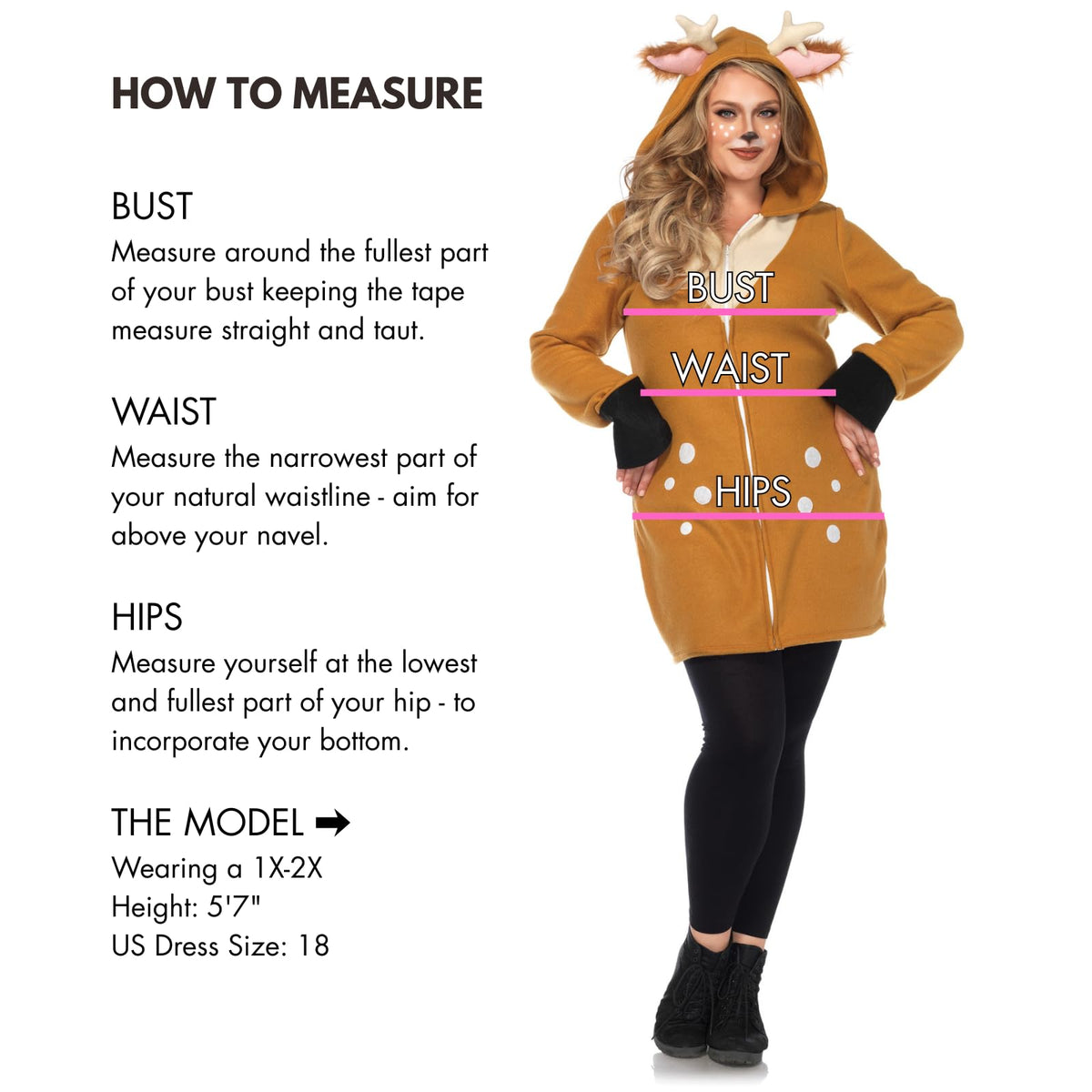 Leg Avenue Women's Hooded Cozy Fawn Halloween Costume, Multi, X-Large