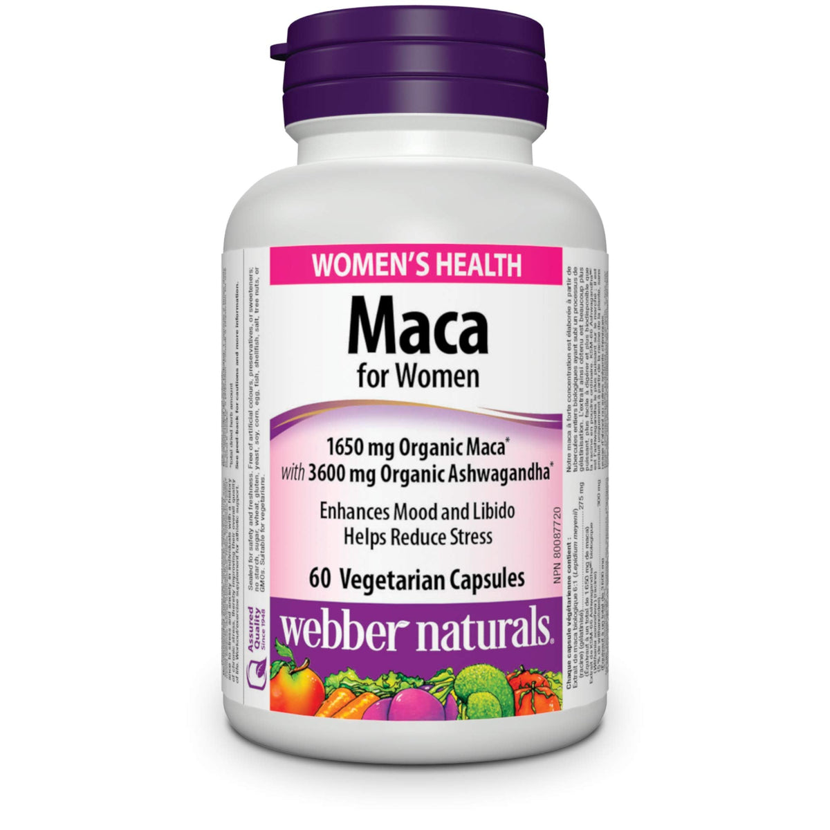 Webber Naturals Maca for Women, 60 Capsules, Contains Organic Maca & KSM-66 Ashwagandha, Women's Health Support, Vegetarian 🍁 All In One Marketplace Canada