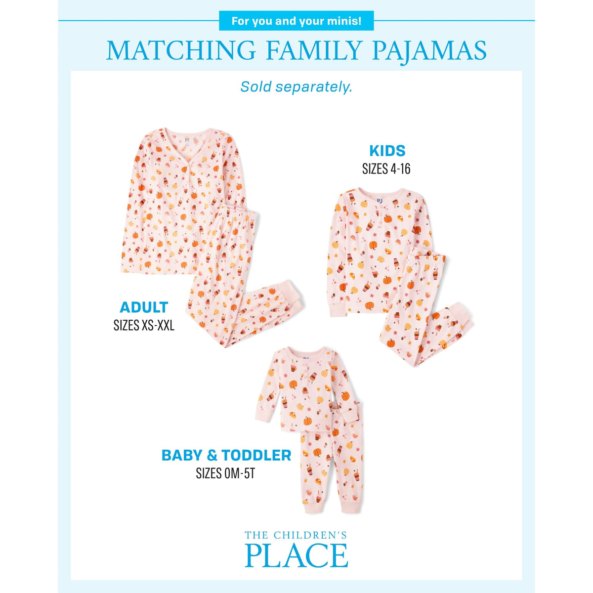 The Children’s Place Family Matching, Christmas and Holiday Pajama Sets, Cotton, Pumpkin/Candy Halloween, XX-Large