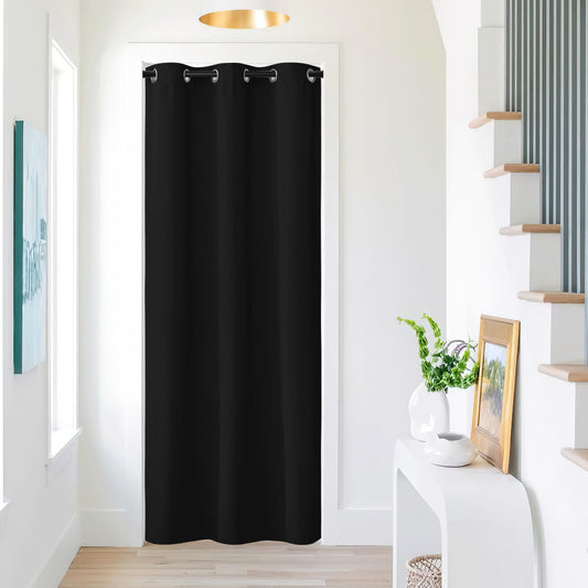 NICETOWN Black Doorway Curtains 84 Inch Length, Thermal Insulated Grommet Closet Door Curtain Room Divider Temporary Halloween Window Treatment for Bedroom, 1 Panel, 42 Inch Wide