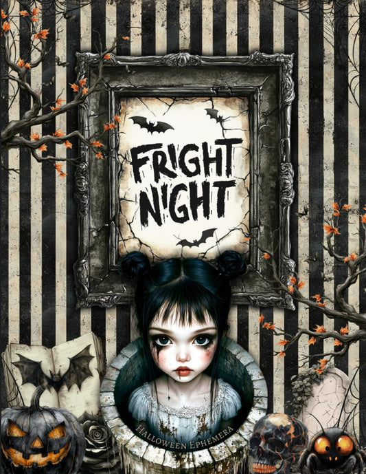 Fright Night Cut and Collage Ephemera Book: 150+ High-quality Images with creepy Gothic Halloween Dolls and additional matching patterned Paper for Scrapbooking, Journaling, Collage Art, Mixed Media and more