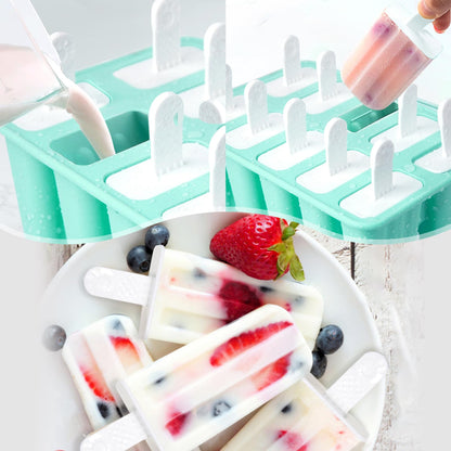 Popsicle Molds 10 Cells, Silicone Ice Cream Mould with Sticks, Non-Stick Ice Lolly Mold with Silicone Funnel and Brush, BPA Free 🍁 All In One Marketplace Canada