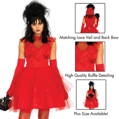 Leg Avenue Women's Beetle Bride 80s Halloween Costume, Red, Medium
