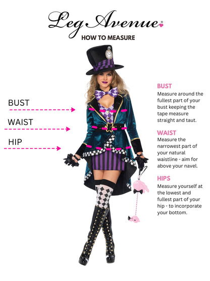 Leg Avenue Women's Delightful Mad Hatter Halloween Costume, Multi, X-Large