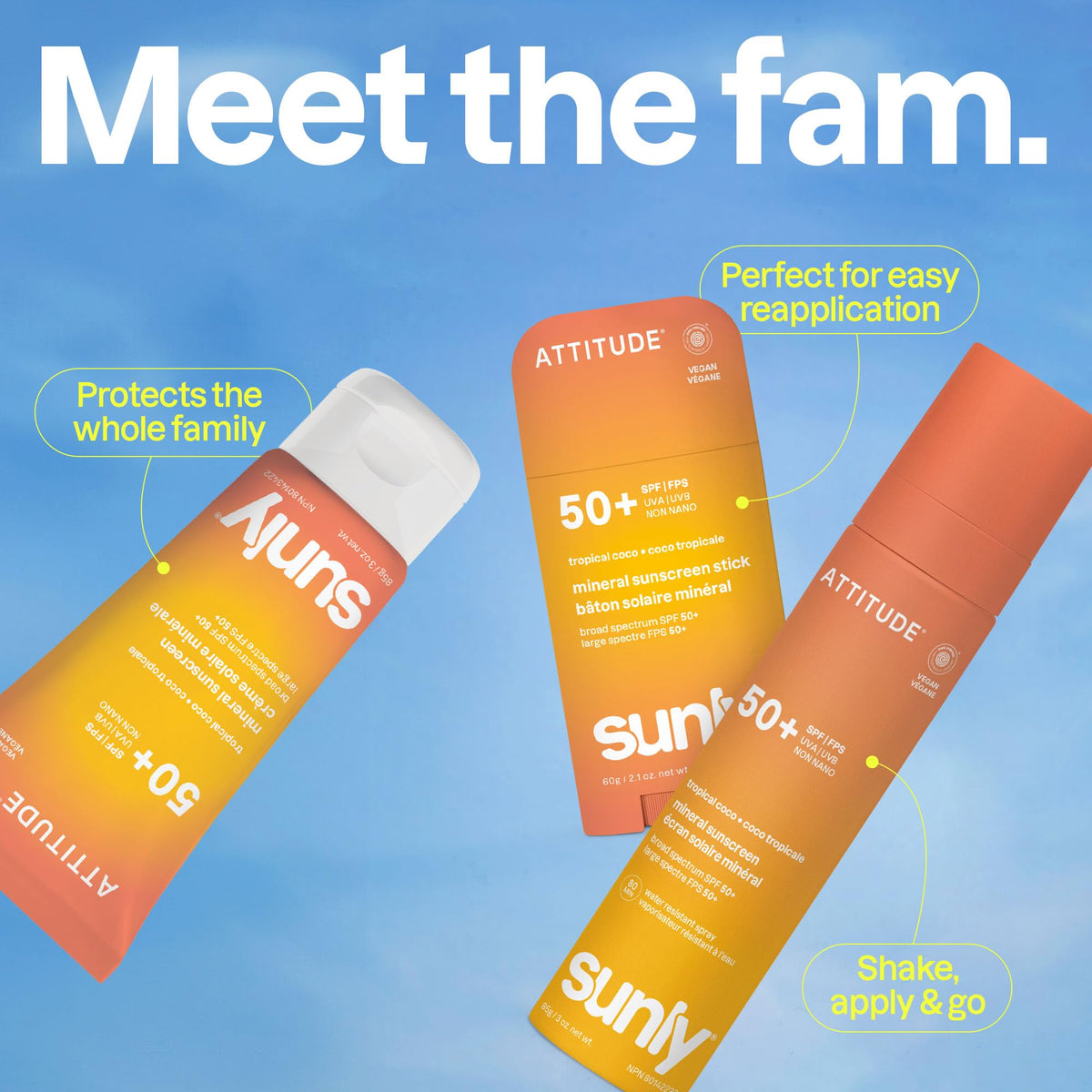 ATTITUDE Mineral Sunscreen Lightweight Lotion SPF 50, Broad Spectrum Zinc Oxide, EWG Verified, Non-Nano, Water-Resistant 80 Minutes, Non-Greasy for Face & Body, Vegan, Tropical Coco Scent, 80 grams 🍁 All In One Marketplace Canada