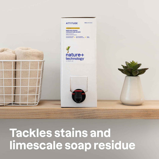 ATTITUDE Bathroom Cleaner Refill, EWG Verified, Plant-Based & Vegan, Safe for Bathroom Surfaces, Tiles, Tubs, Shower Walls, and Grout, Made in Canada, Citrus Zest Scent, 4 Liters 🍁 All In One Marketplace Canada