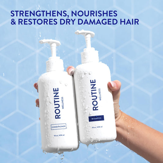 Routine Wellness Anti-Thinning Shampoo and Conditioner Set for Thinning Hair - Biotin, Peptides for Women & Men - Color Safe Shampoo for Hair Loss & Healthier Hair - Rose Hips Set 🍁 All In One Marketplace Canada