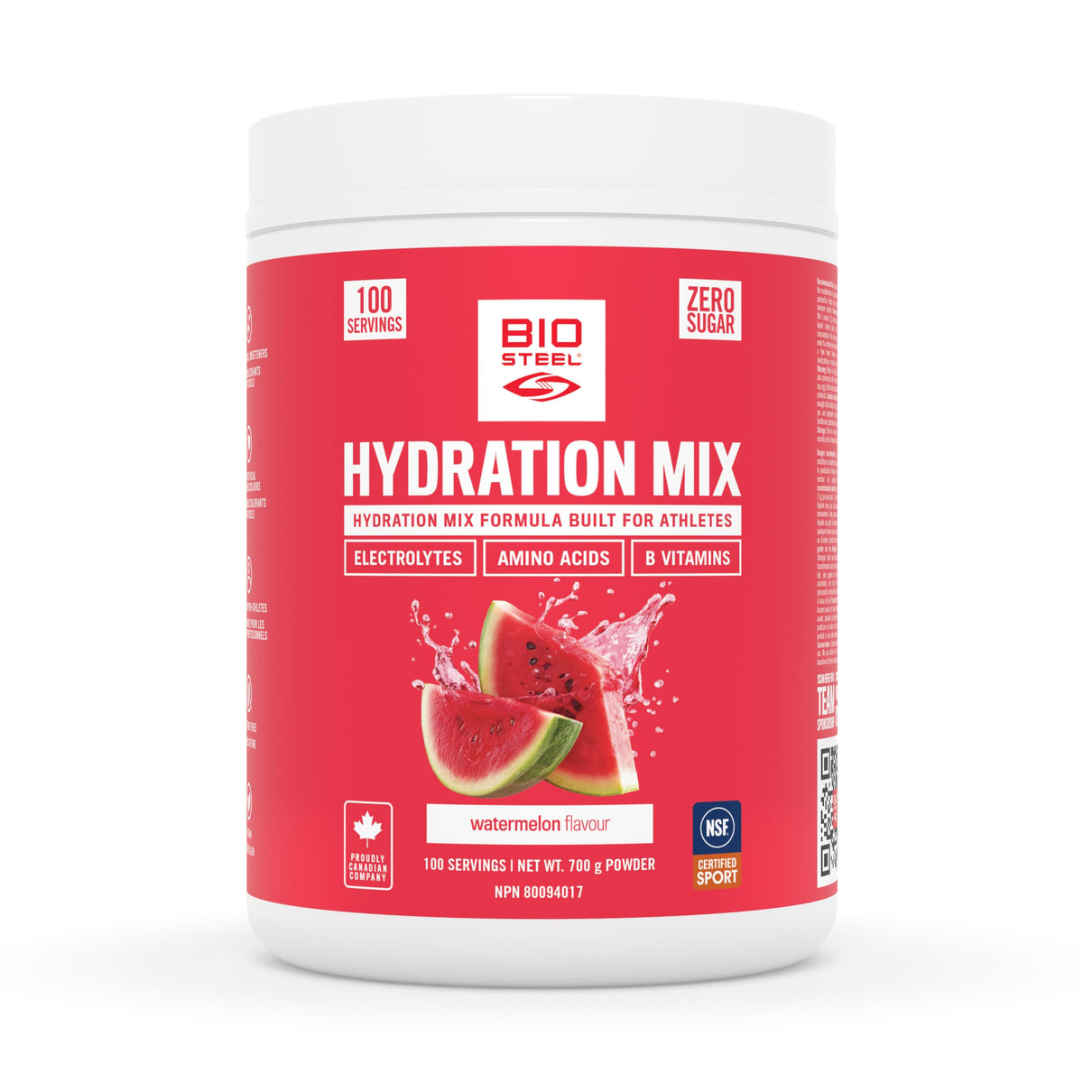 BioSteel Electrolyte Hydration Mix Powder, Zero Sugar, No Artificial Flavours, Watermelon, 100 Serving Container 🍁 All In One Marketplace Canada