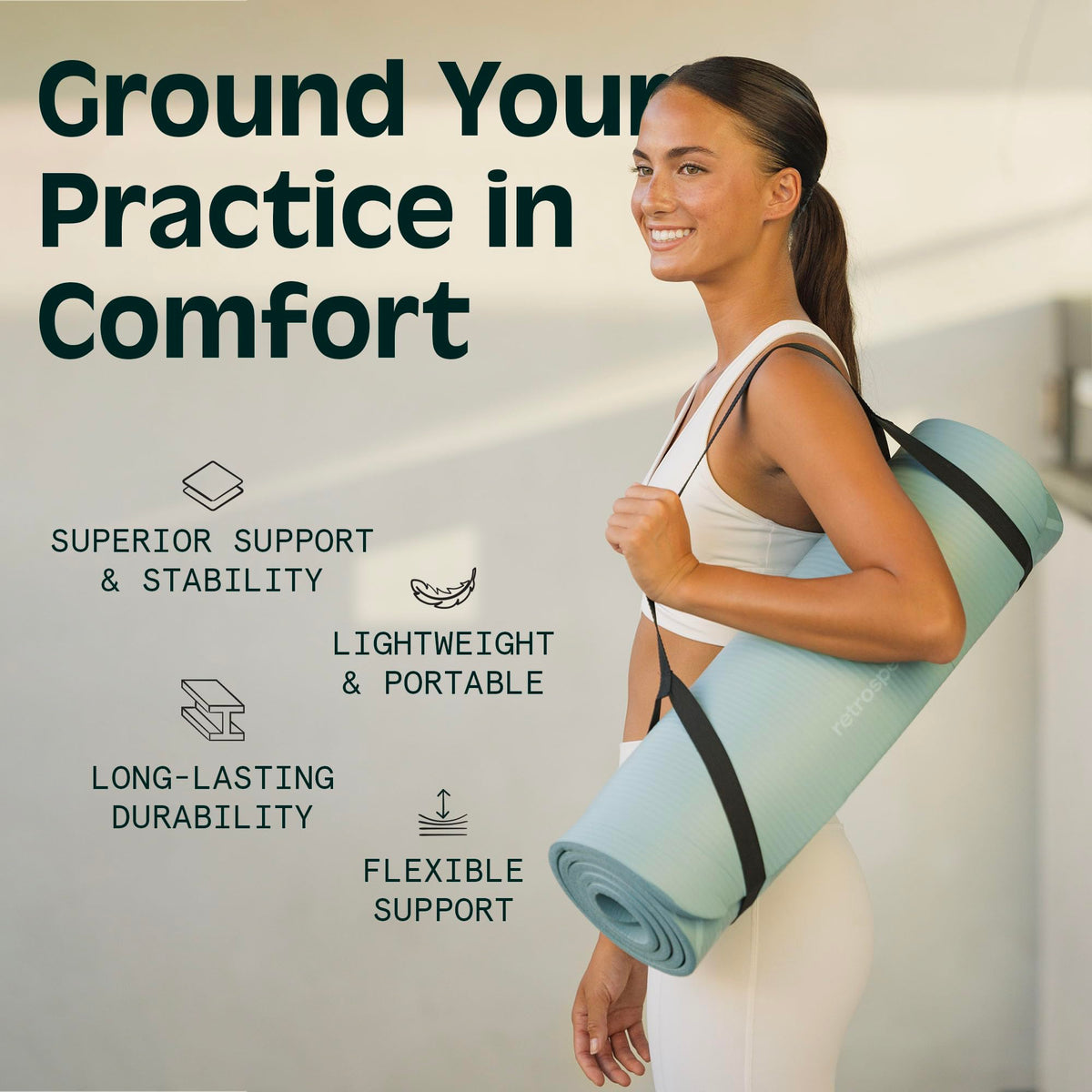 Retrospec Solana Yoga Mat 1/2 inches Thick w/Nylon Strap for Men & Women - Non Slip Excercise Mat for Yoga, Pilates, Stretching, Floor & Fitness Workouts, Rose 🍁 All In One Marketplace Canada