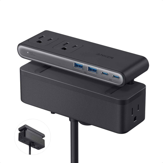 Anker Nano Power Strip, Desk Clamp with 1500J Surge Protector, 5ft Extension Cord, 70W Max Gaming Desk Accessories, 6 AC, 2 USB A, 2 USB C, Home Office Essentials, Fit 0.6~1.8'' Tabletop Edge (Black) 🍁 All In One Marketplace Canada