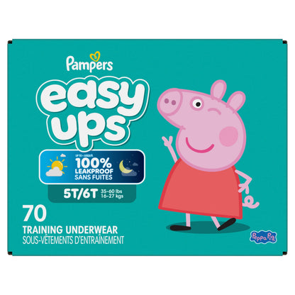 Pampers Easy Ups Girls & Boys Potty Training Pants, Size 7 (5T6T), Peppa Absorbent Training Underwear, Up to 100% Leakproof Day and Night, Hypoallergenic, 1 Pack (Count of 70) 🍁 All In One Marketplace Canada