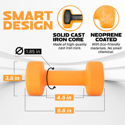 Yes4All Dumbbell Neoprene, poids et haltere, Weight Set, Hand Weights for Women, Dumbbells Pair, Free Weights (D. Orange - 15lbs) 🍁 All In One Marketplace Canada