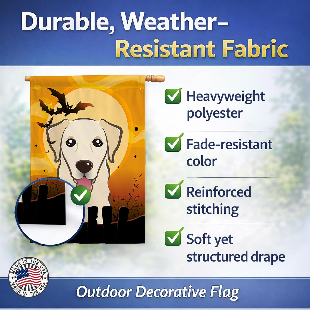 Caroline's Treasures BB1810CHF Halloween Golden Retriever Canvas House Size Flag, Multicolor, Large