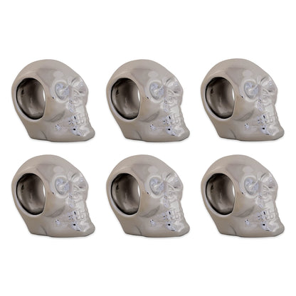 DII Halloween Napkin Rings Novelty Tabletop Décor Set, 3.25x2.25x3, Silver Skull, 6 Piece